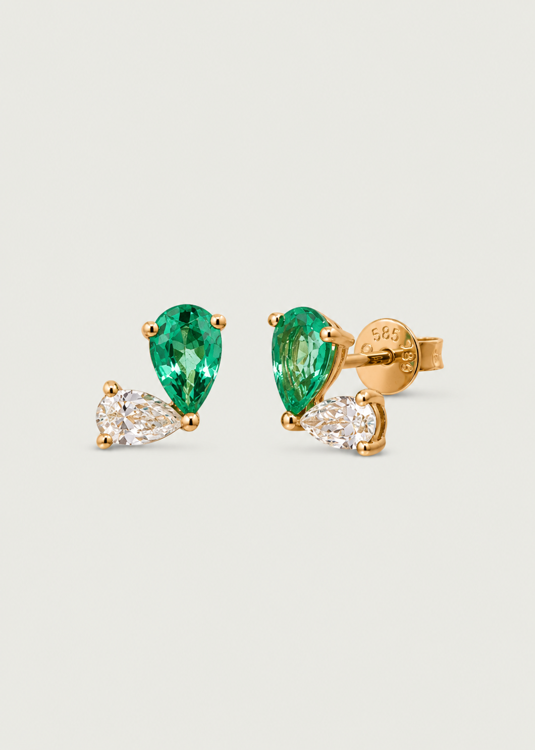 Pear Emerald & Diamond Drop Earrings