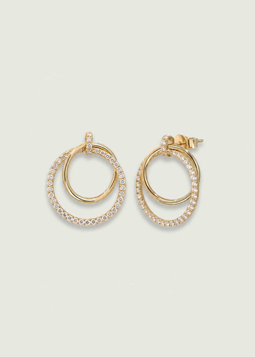 Double Circle Diamond Stud Earrings