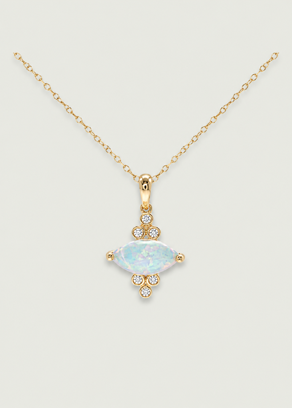 Ethiopian Opal & Diamond Marquise Pendant Necklace