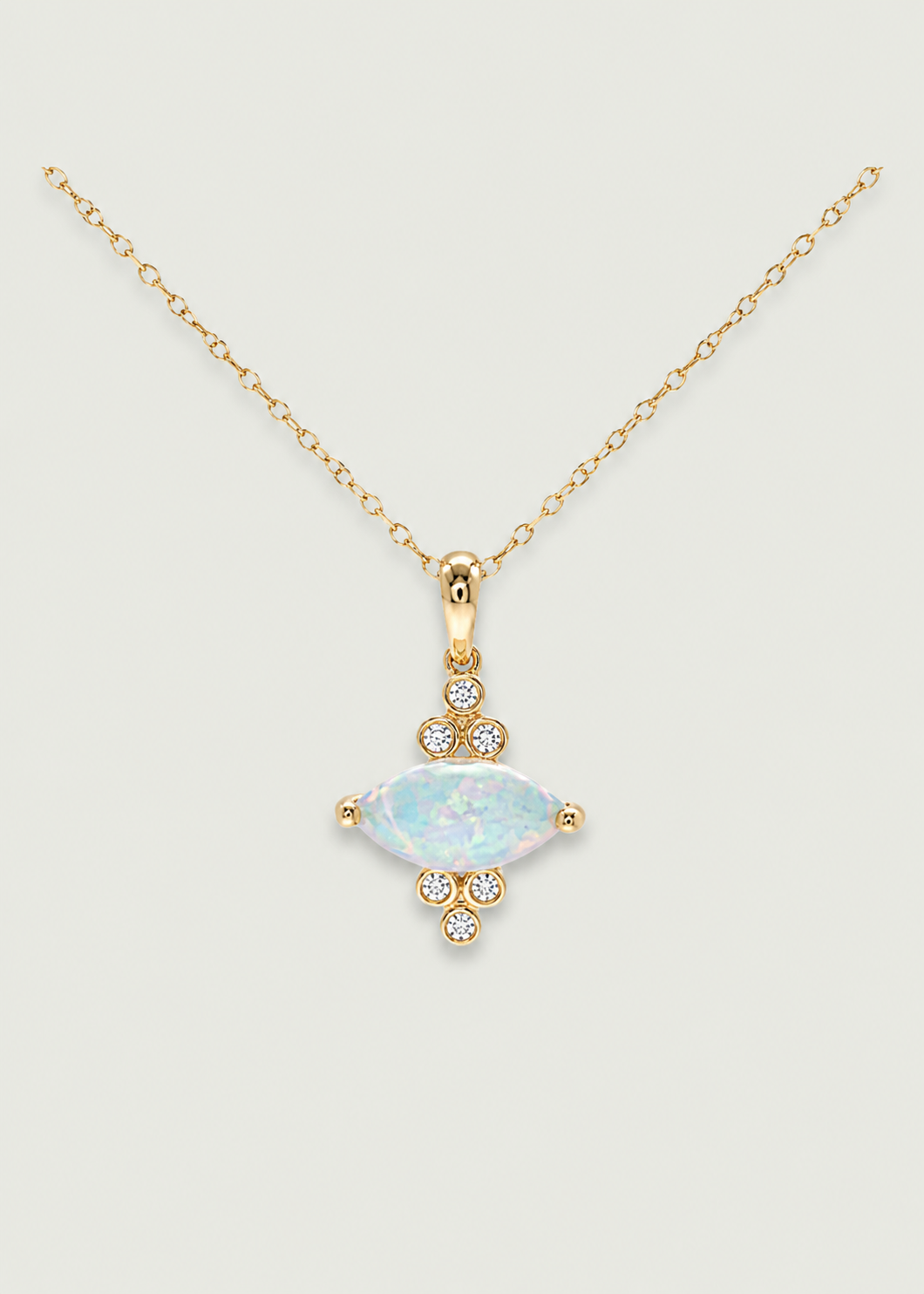 Ethiopian Opal & Diamond Marquise Pendant Necklace