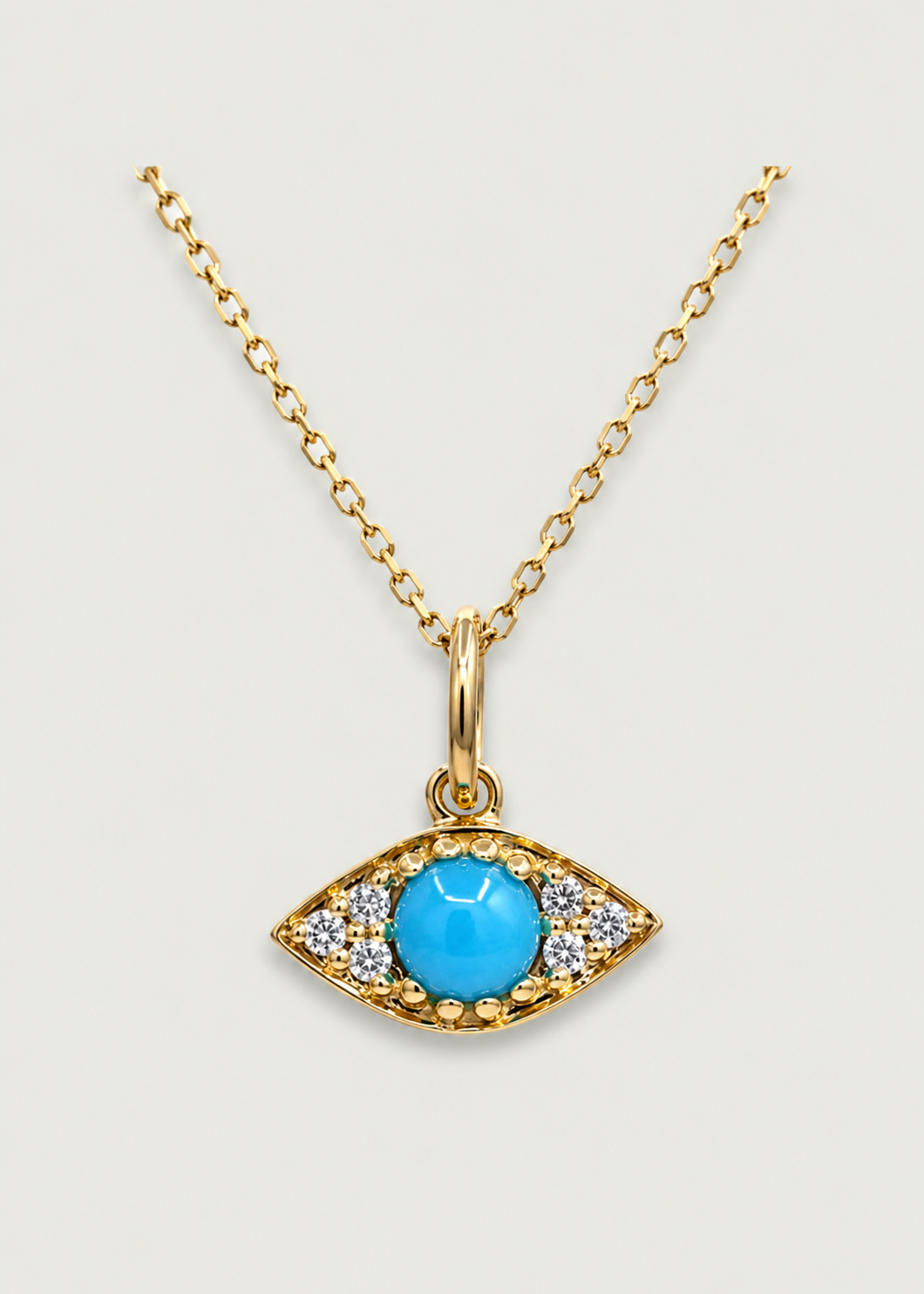Turquoise & Diamond Evil Eye Pendant