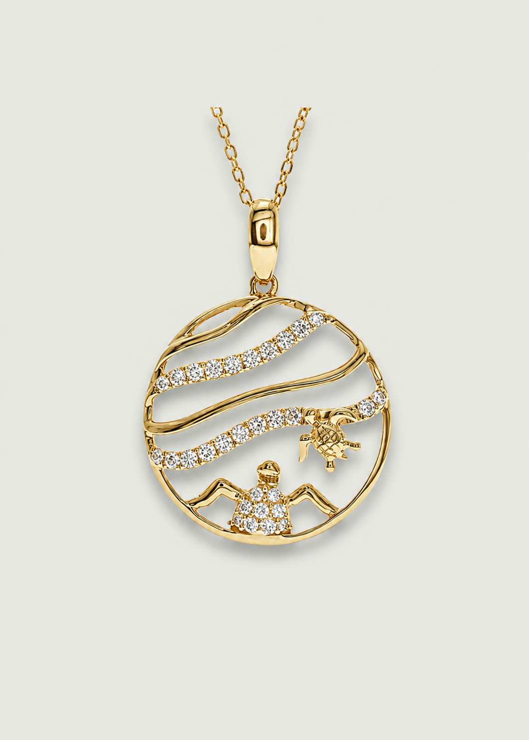 diamond turtle necklace in 14K gold