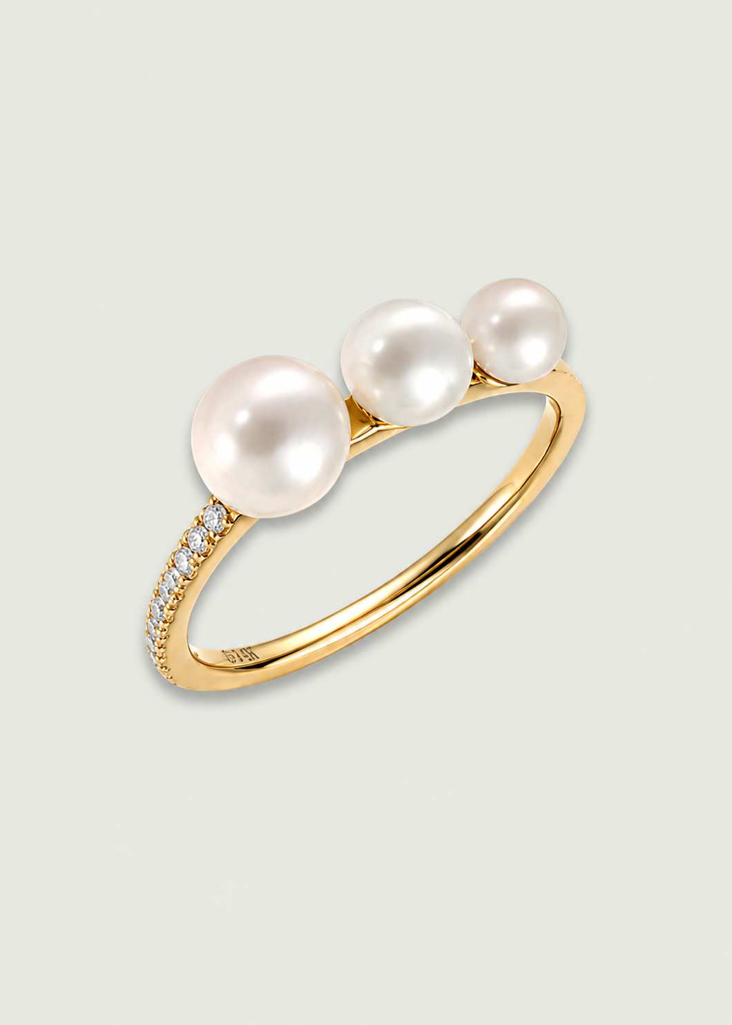 Triple Pearl and Diamond Ring