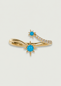 Turquoise and diamond ring with starburst accents