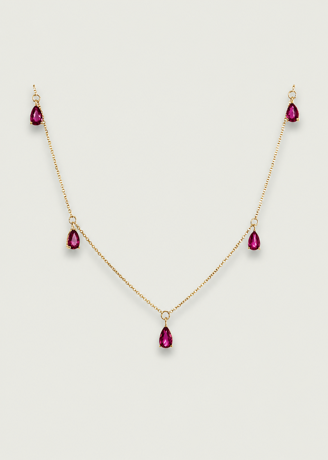 Dazzling Dainty Ruby Drop Necklace