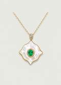 Emerald and Mother-of-Pearl Diamond Pendant Necklace