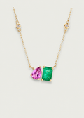 Emerald and Pink Sapphire Duo Necklace