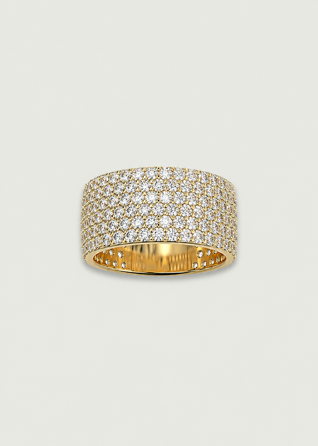 Gold 6-Row Pave Diamond Band