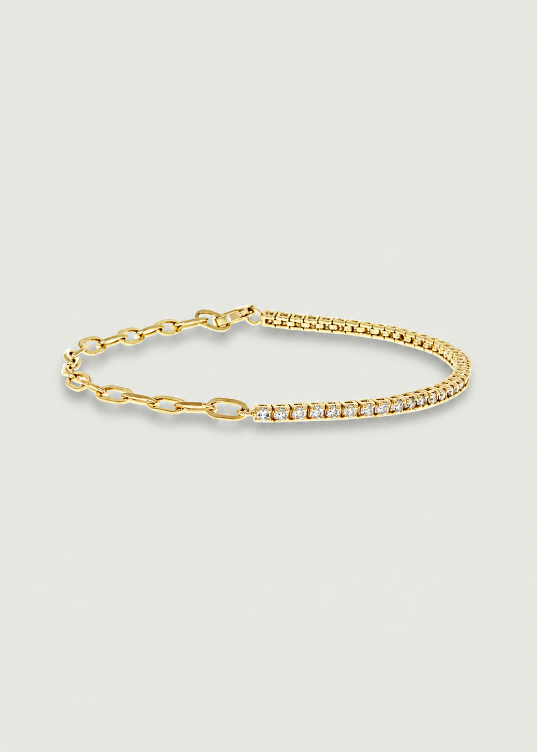 14K Yellow Gold Diamond Half Tennis Chain Bracelet