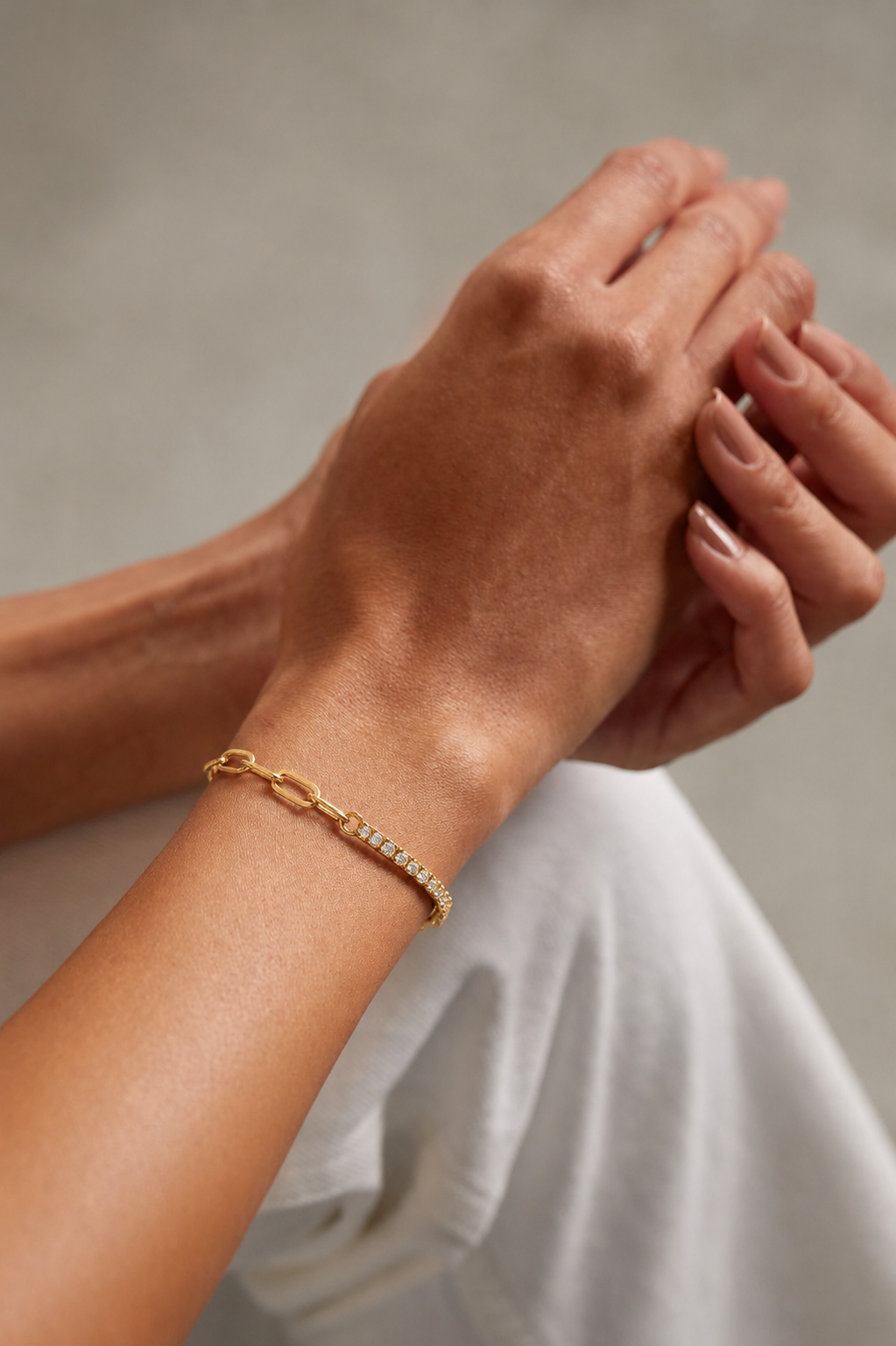 14K Yellow Gold Diamond Half Tennis Chain Bracelet