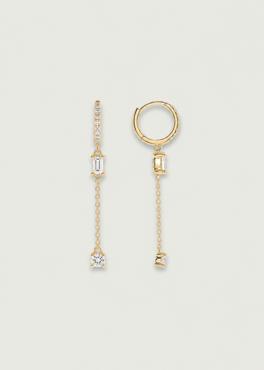 Pavé Diamond Drop Hoop Earrings