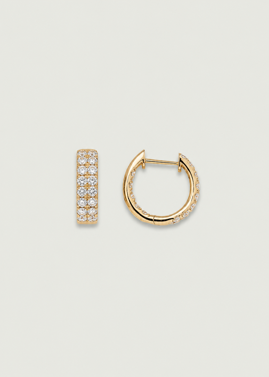 Double Row Diamond Hoop Earrings