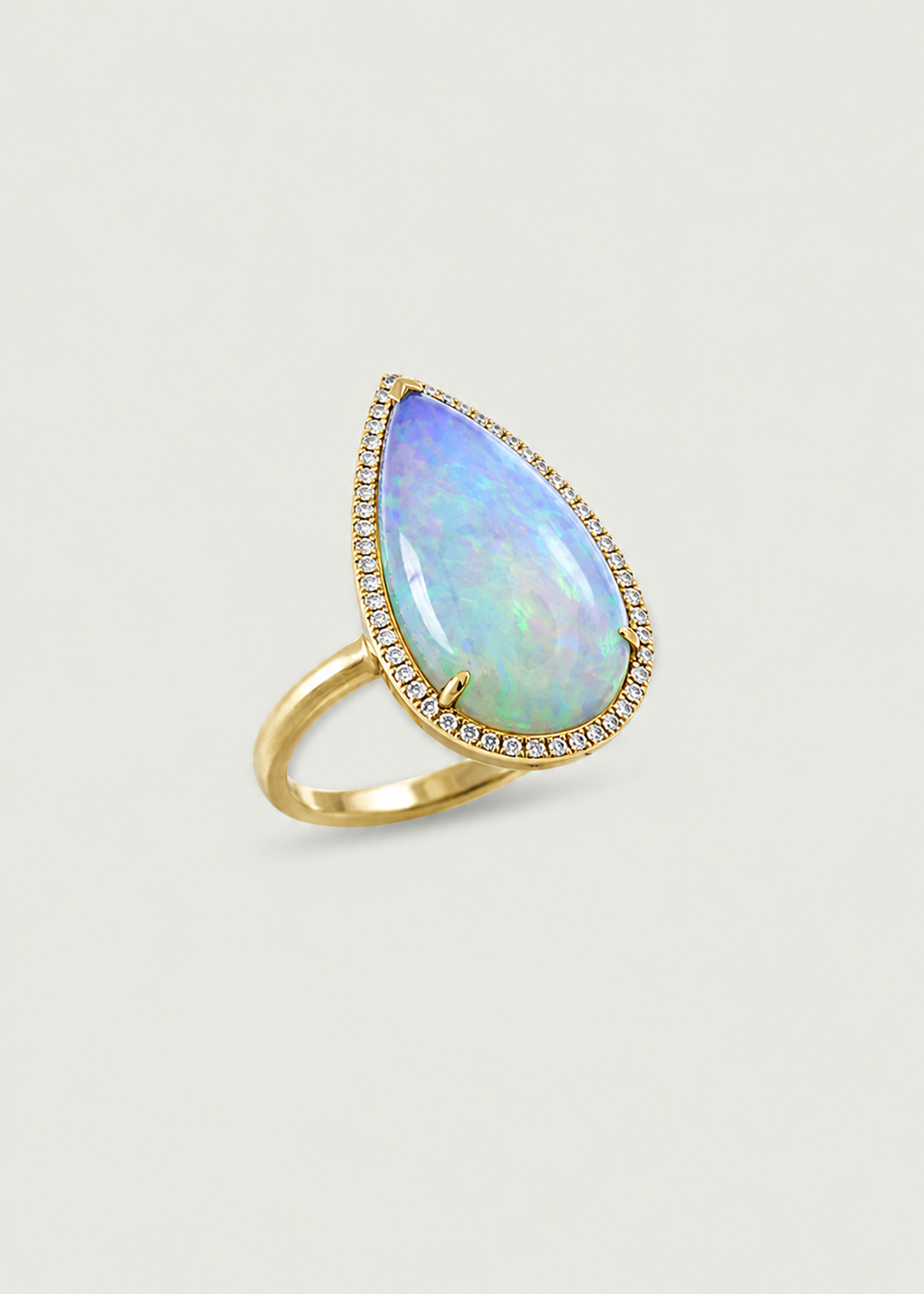 Ethiopian Opal & Diamond Teardrop Ring