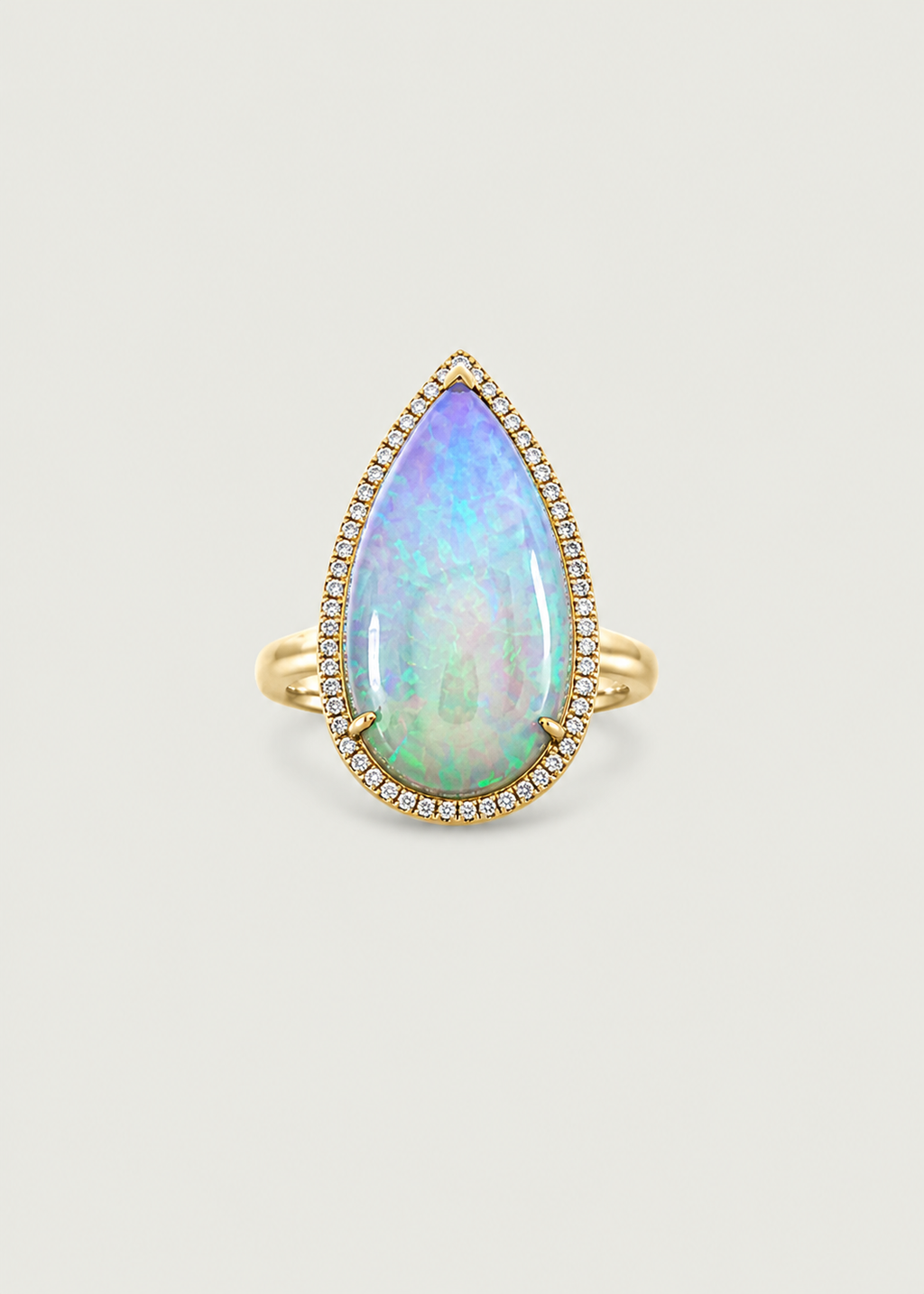 Ethiopian Opal & Diamond Teardrop Ring
