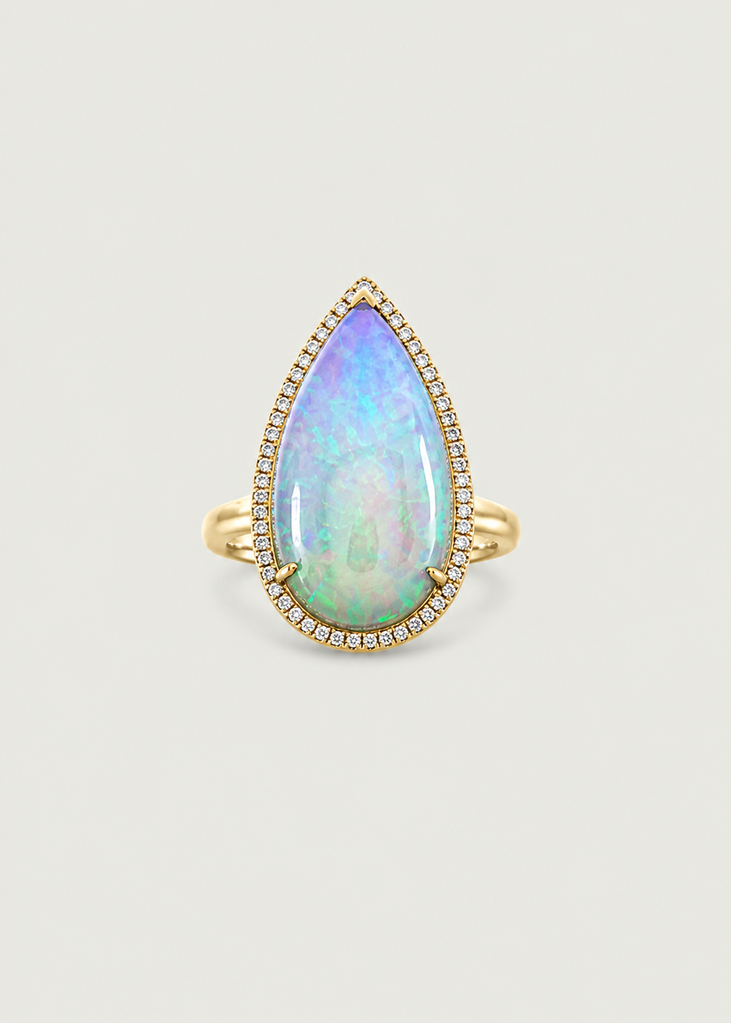 Ethiopian Opal & Diamond Teardrop Ring