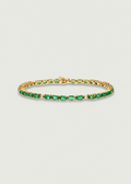 Natural Emerald Bezel Diamond Tennis Bracelet