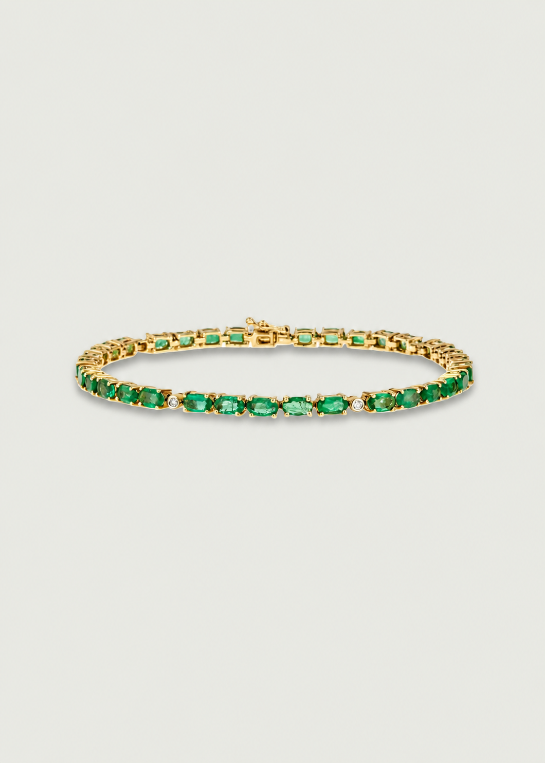 Natural Emerald Bezel Diamond Tennis Bracelet