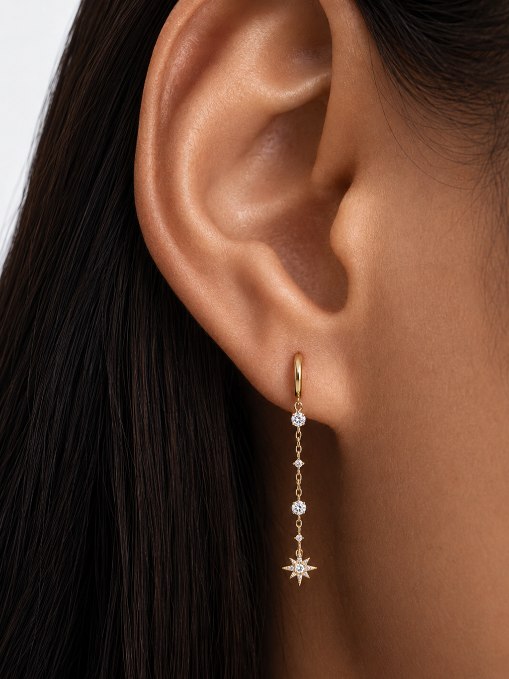 Diamond Star Drop Earrings