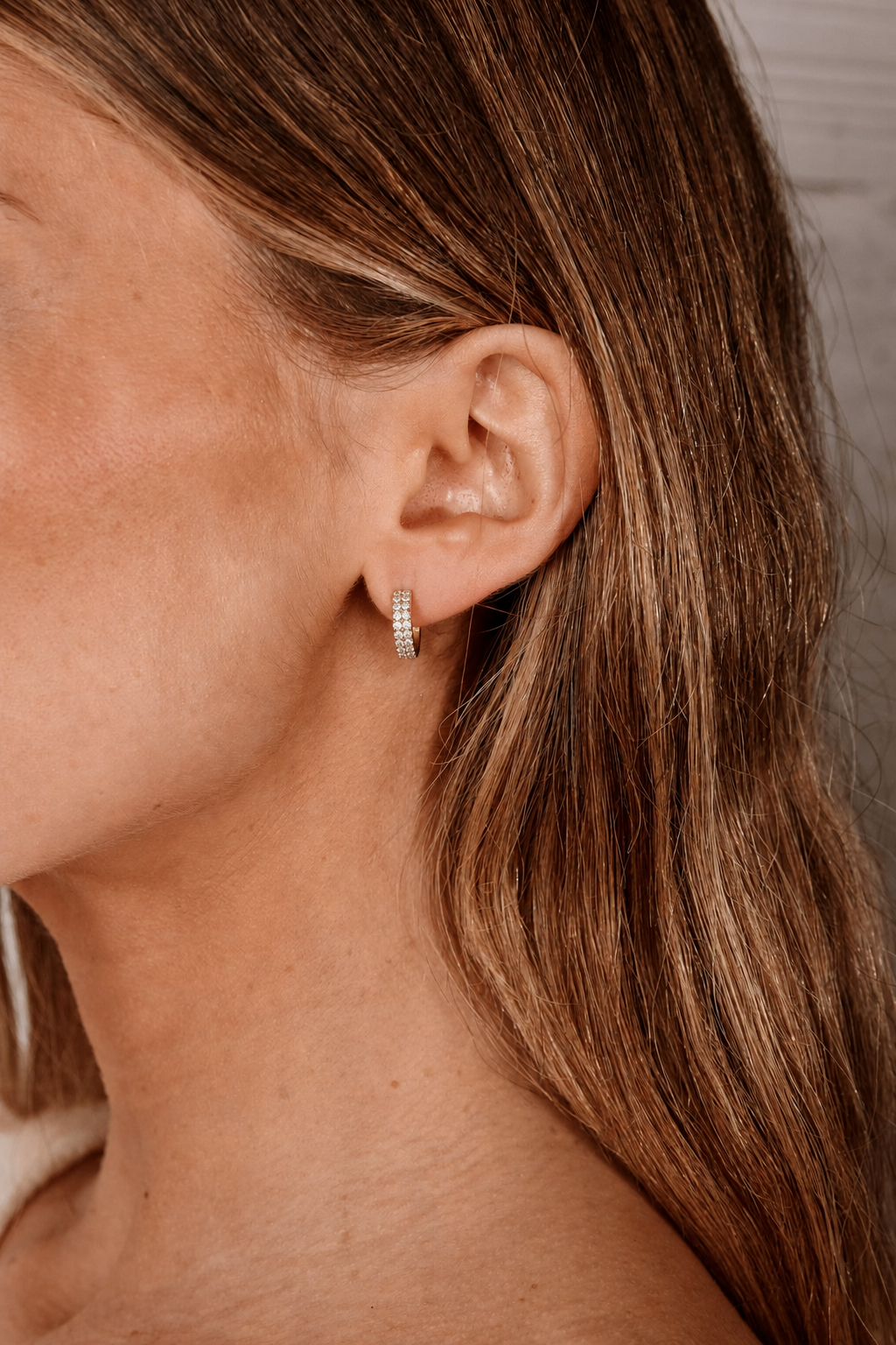 Double Row Diamond Hoop Earrings