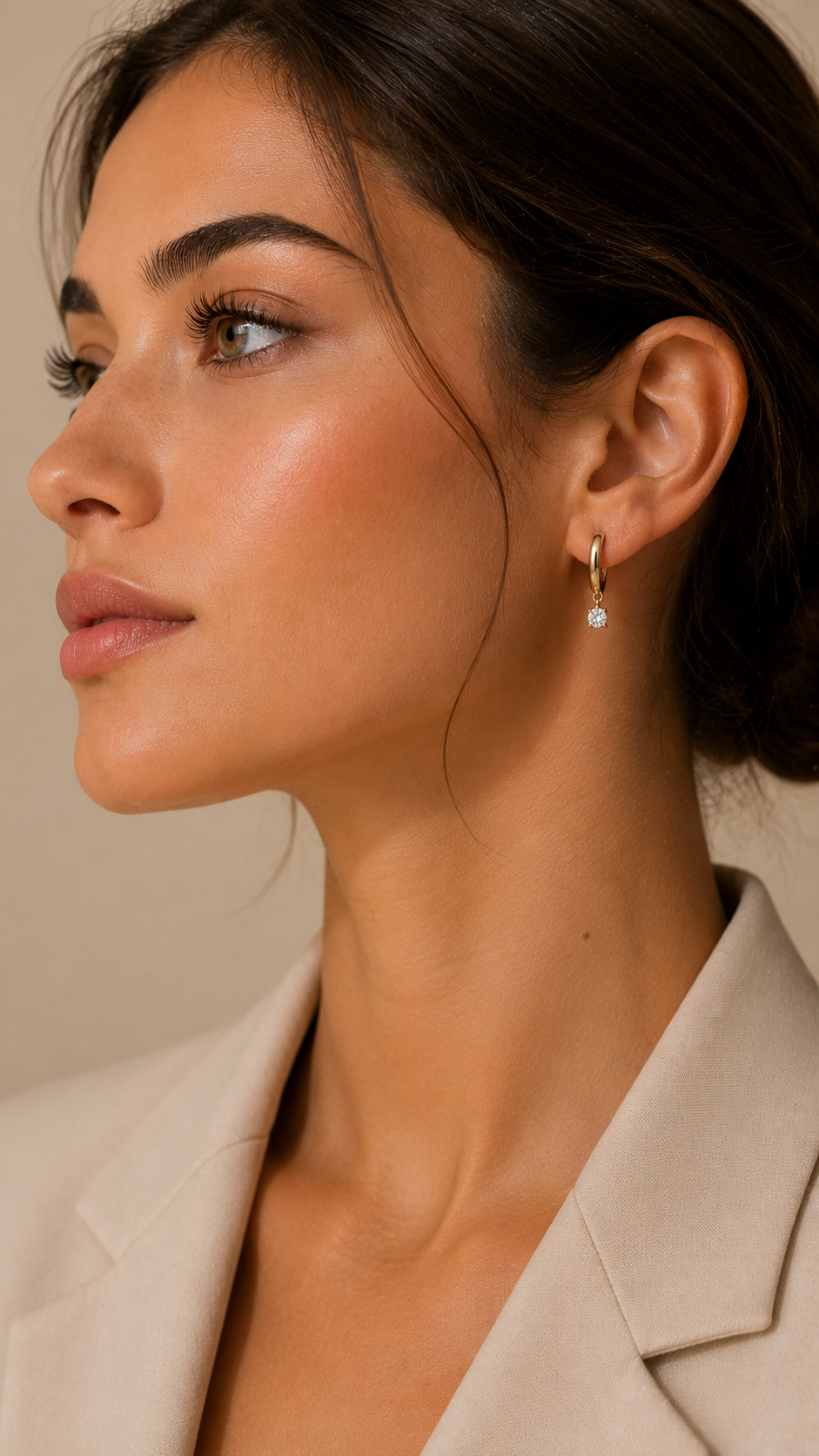 Diamond Drop Huggie Earrings