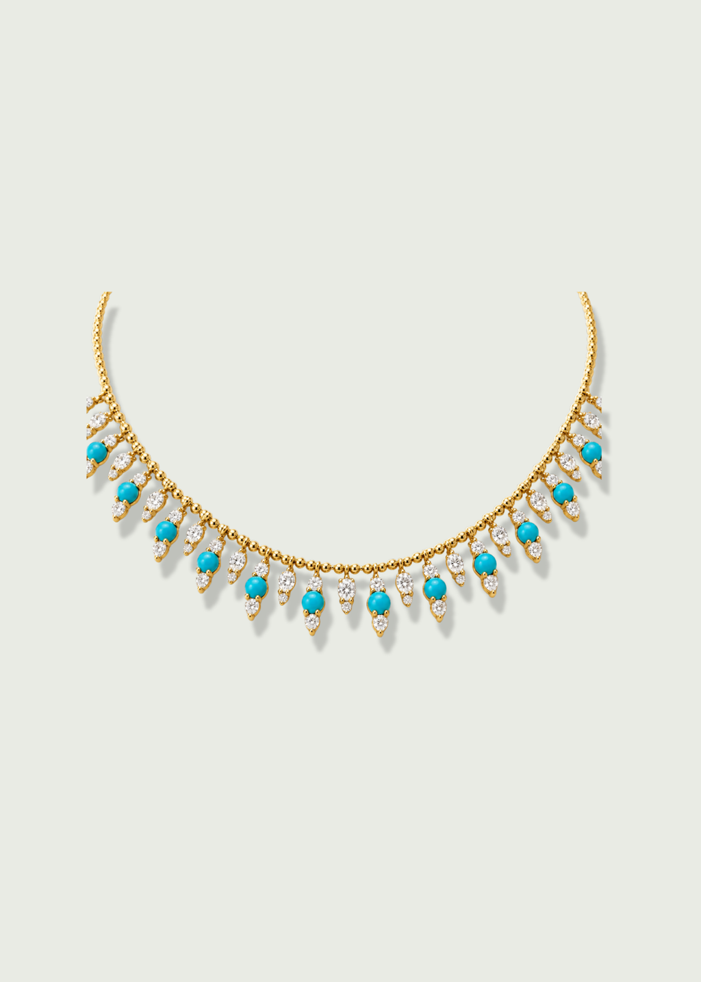 Turquoise Drop Fringe Necklace