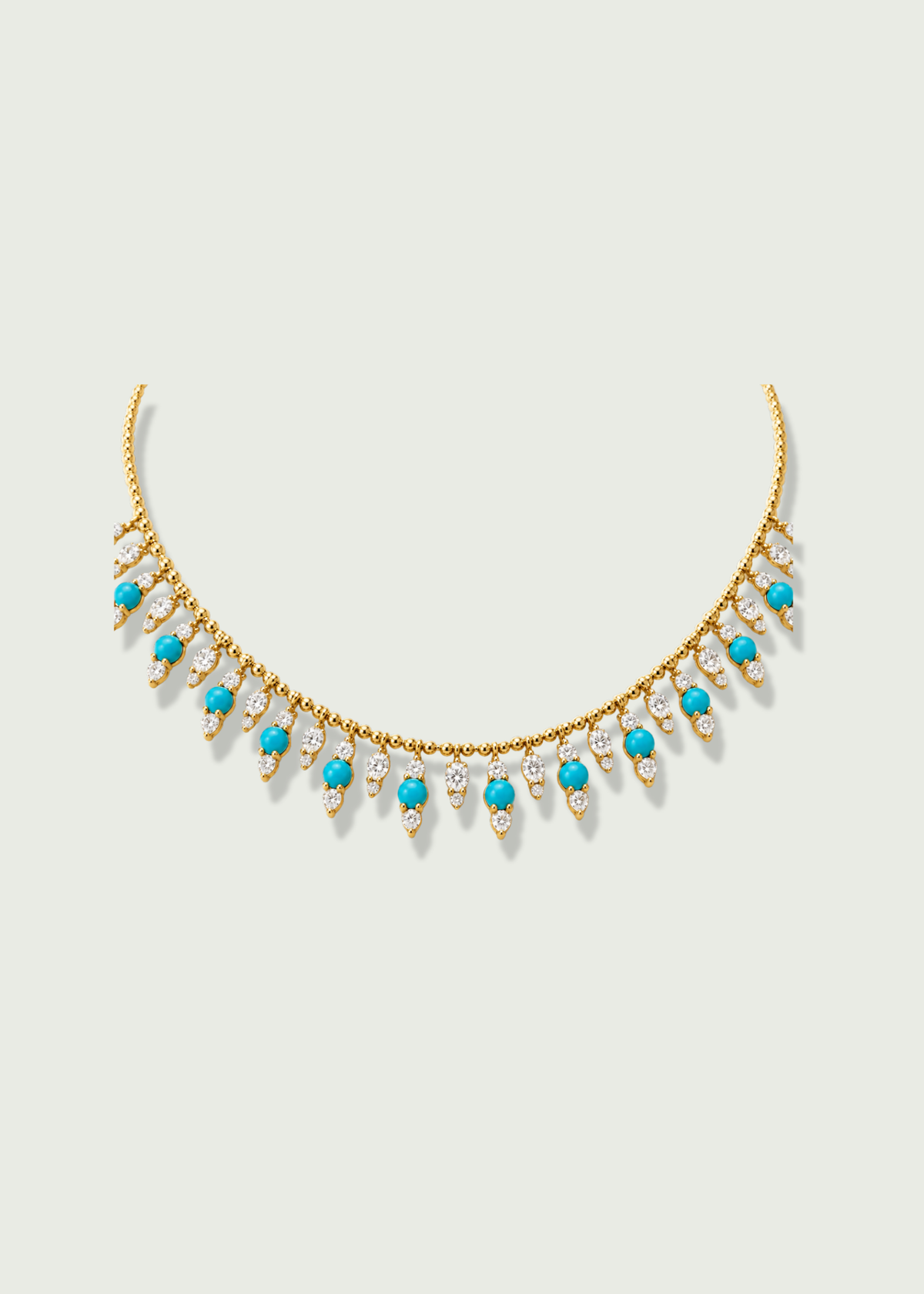Turquoise Drop Fringe Necklace