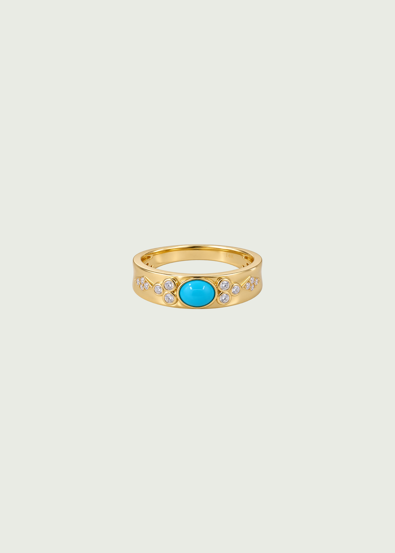 Turquoise Cluster Signet Ring