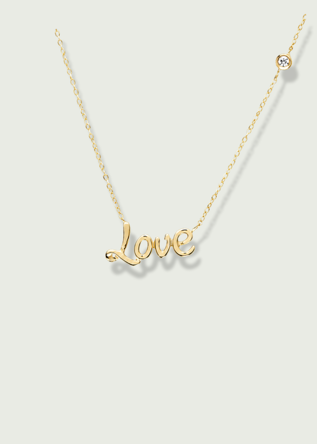 14k Gold Bezel Set Diamond Love Necklace