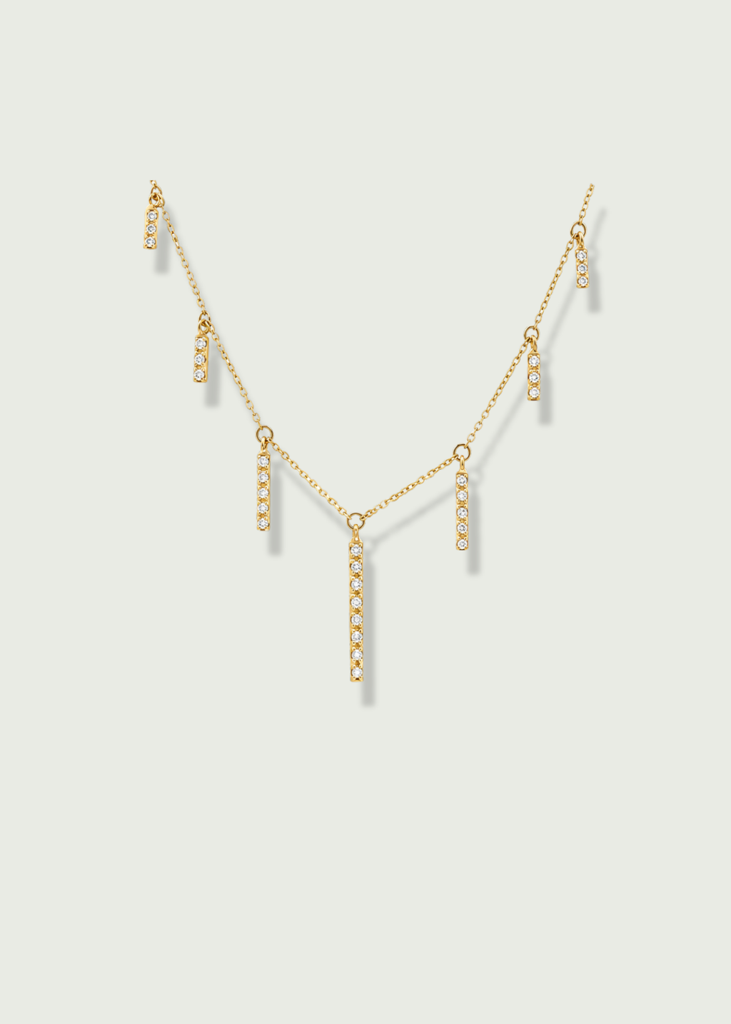 14k Gold Diamond Drop Bar Dangle Necklace