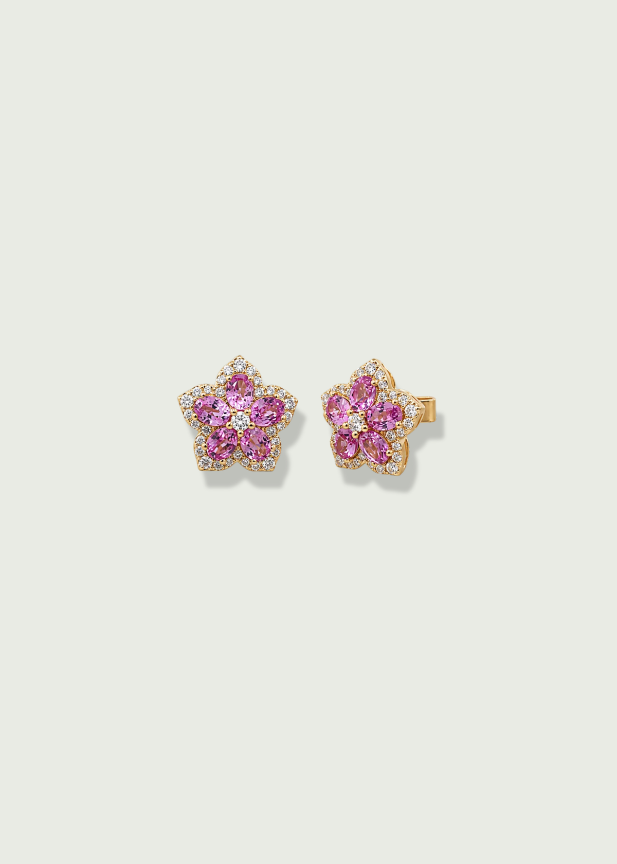 Flower Pink Sapphire & Diamond Earrings