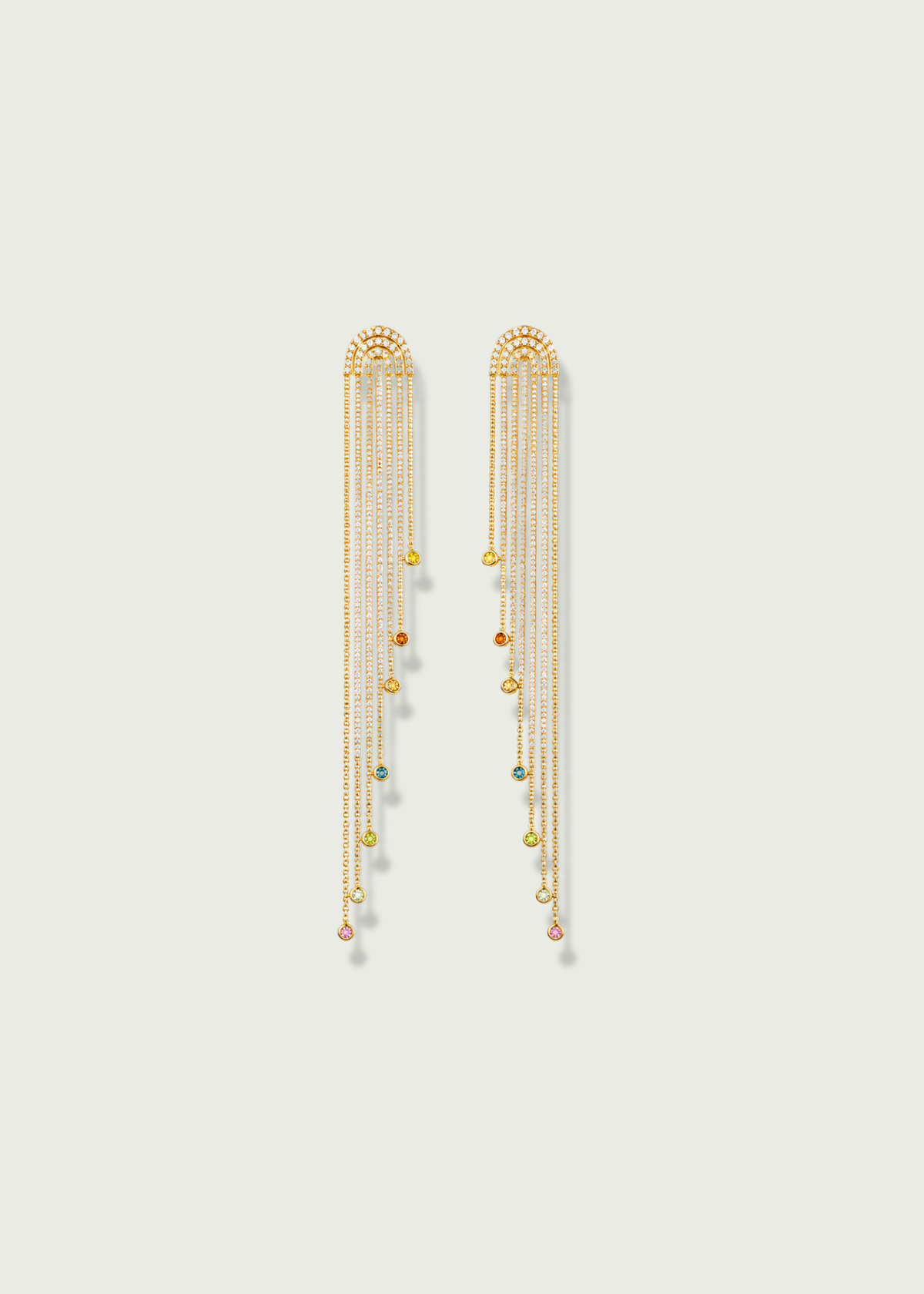 Rainbow Sapphire and Diamond Cascade Earrings
