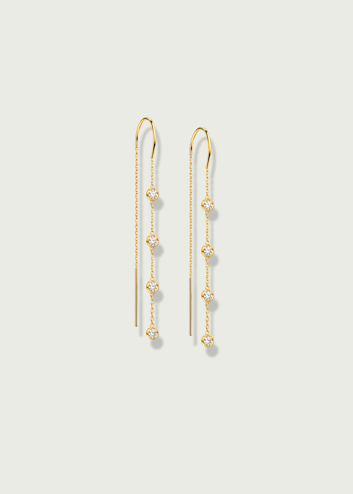 Diamond Dangle Earrings in 14k Gold Threader Design