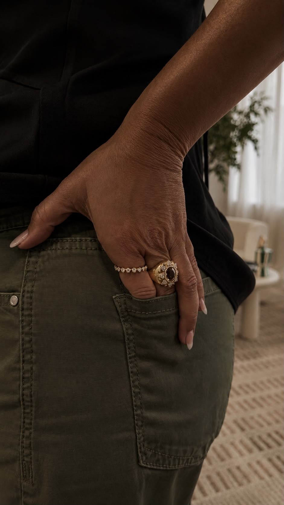 Sunstone Cabochon Statement Ring