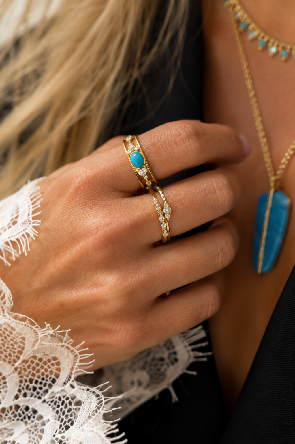 Turquoise Cluster Signet Ring