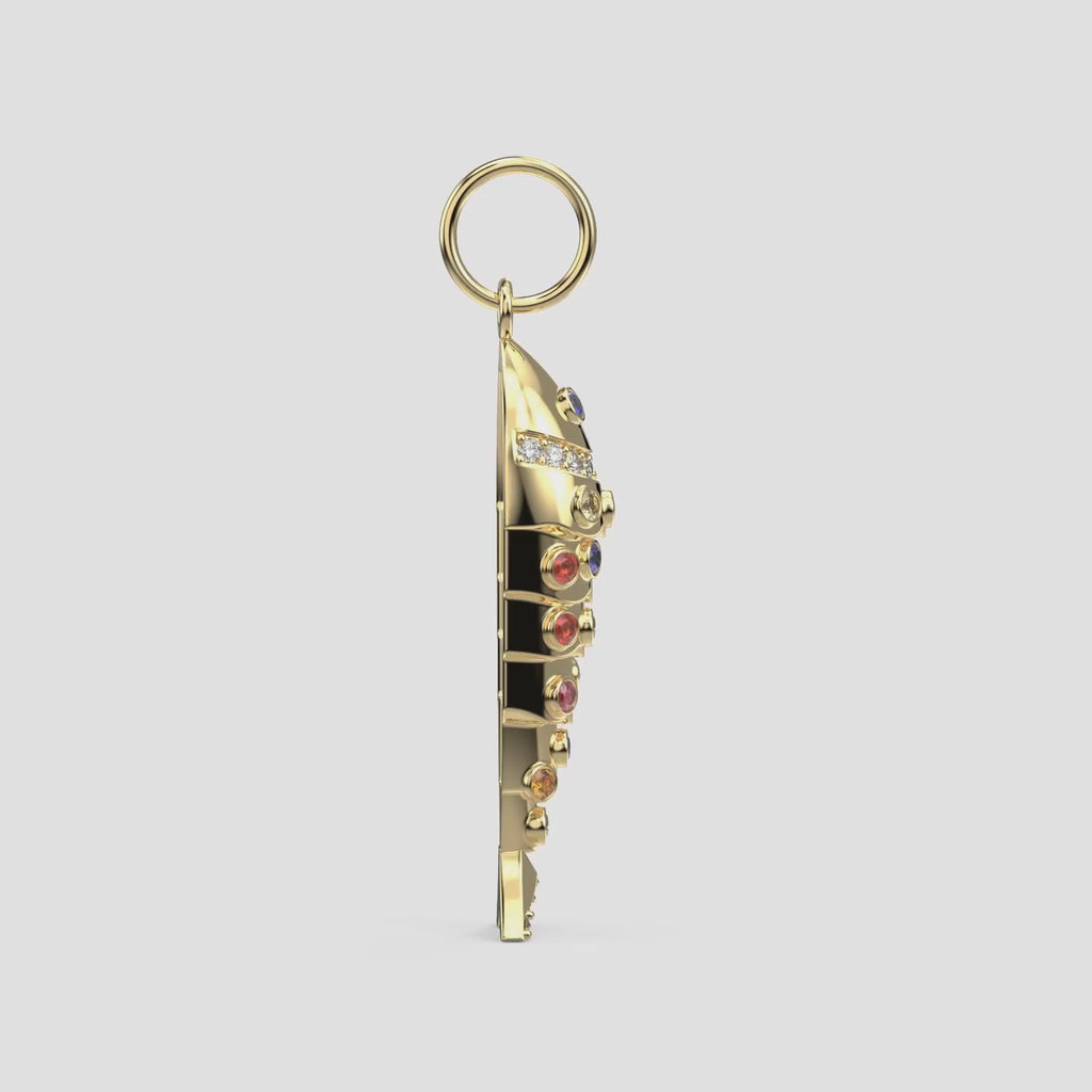 Multi Sapphire Flexible Fish Pendant