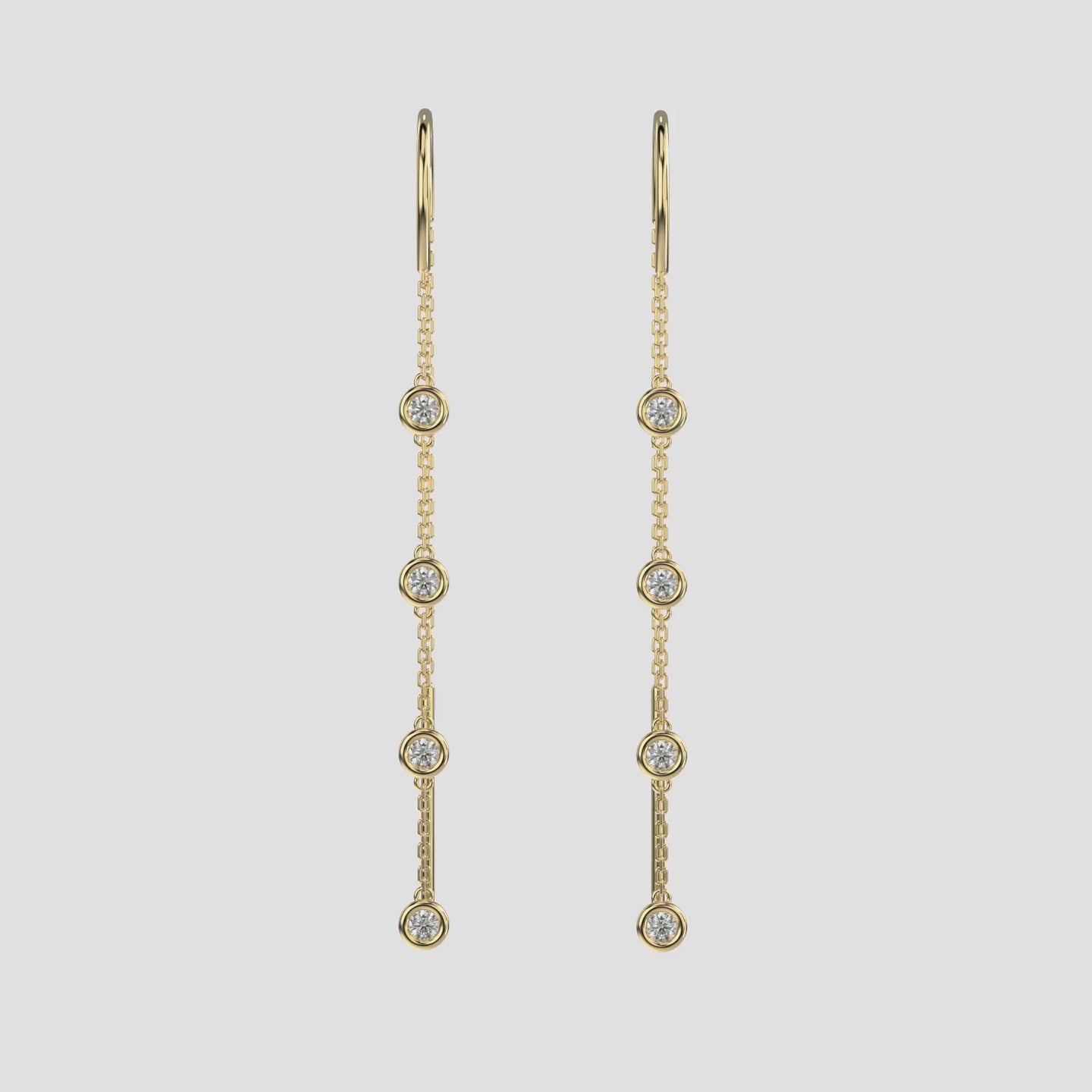 Diamond Dangle Earrings in 14k Gold Threader Design