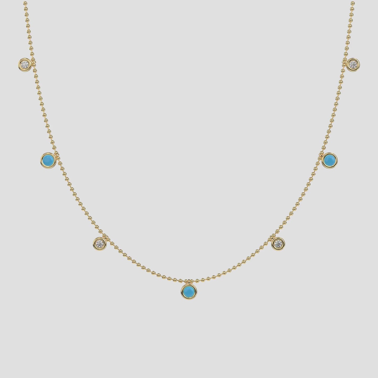 14k Gold Turquoise and Diamond Necklace