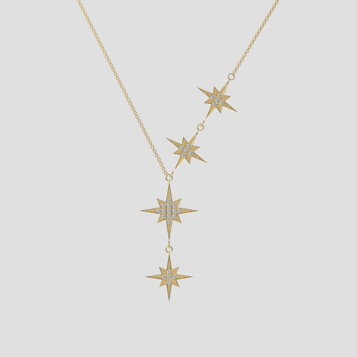 14k Gold North Star Diamond Lariat Necklace